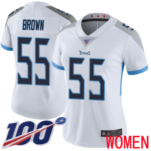 Tennessee Titans Limited White Women Jayon Brown Road Jersey NFL Football #55 100th Season Vapor Untouchable